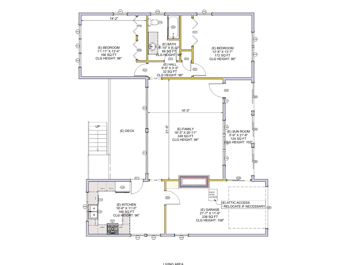 Existing floor plan including garage, Napa