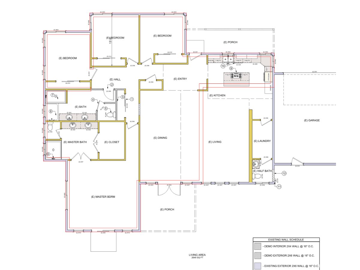 Existing floor plan of a single-family home, Sacramento